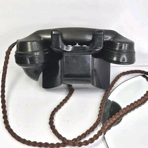Vintage Wall Mount Telephone Mfg Co Ltd Black Bakelite Telephone w/ ATM Handset